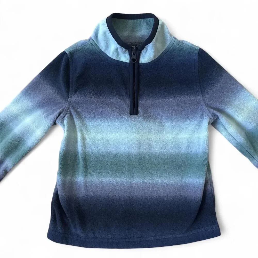 OshKosh B’gosh Boys Size 4 Blue Ombre Striped Fleece Quarter-Zip Pullover